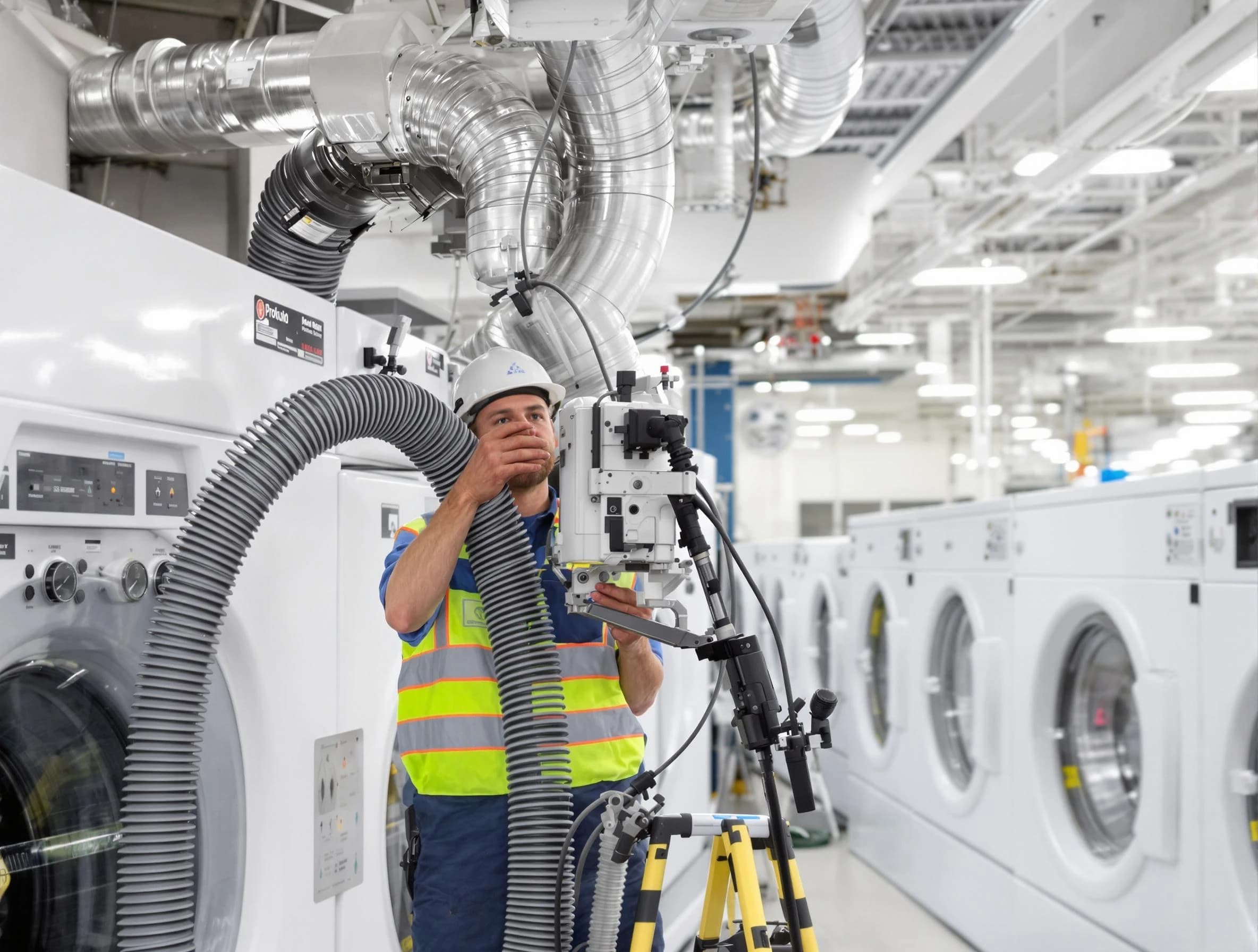 Lilburn Dryer Vent Cleaning team performing commercial-grade dryer vent cleaning at a business facility in Lilburn