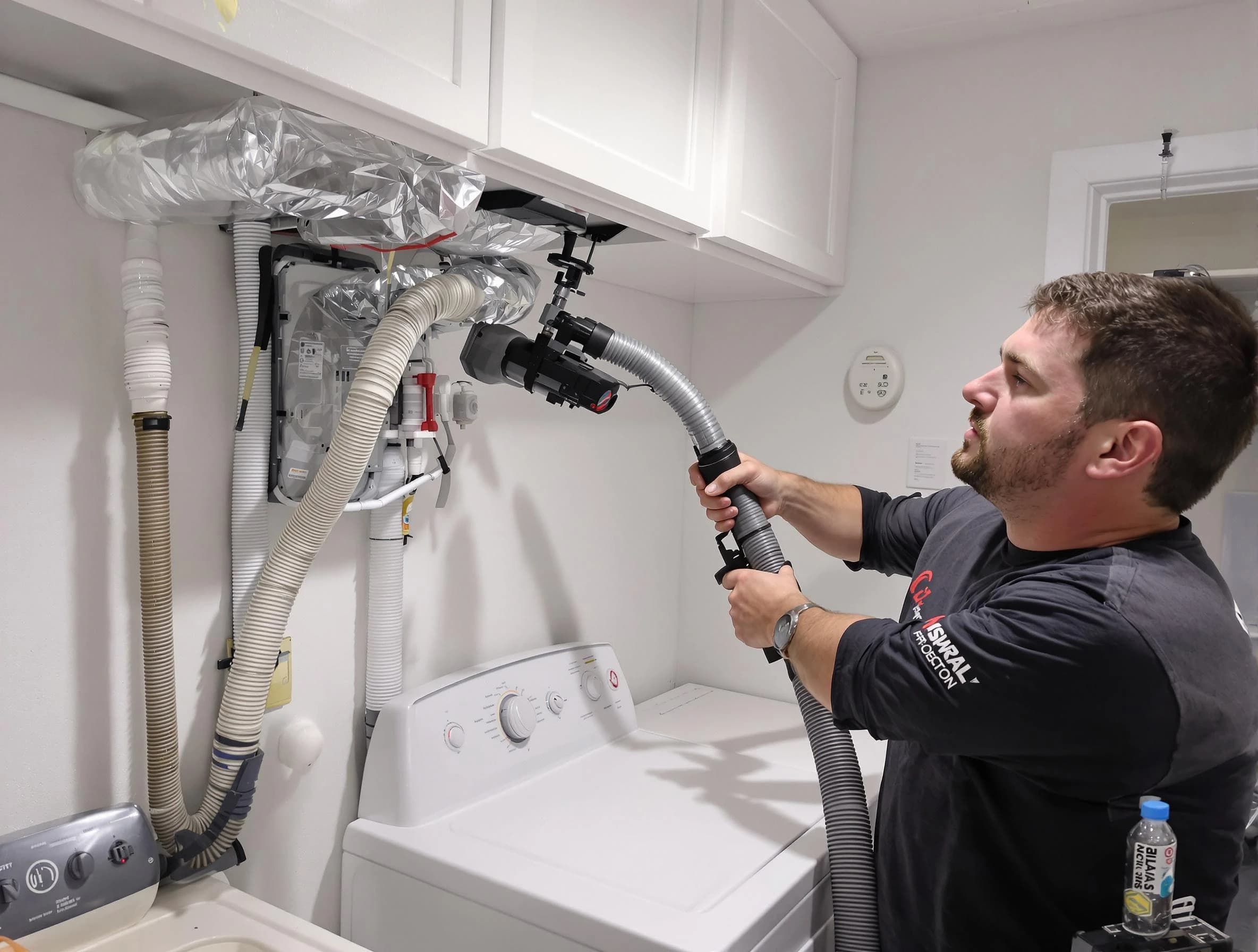Lilburn Dryer Vent Cleaning certified technician performing safety-focused gas dryer vent cleaning in Lilburn