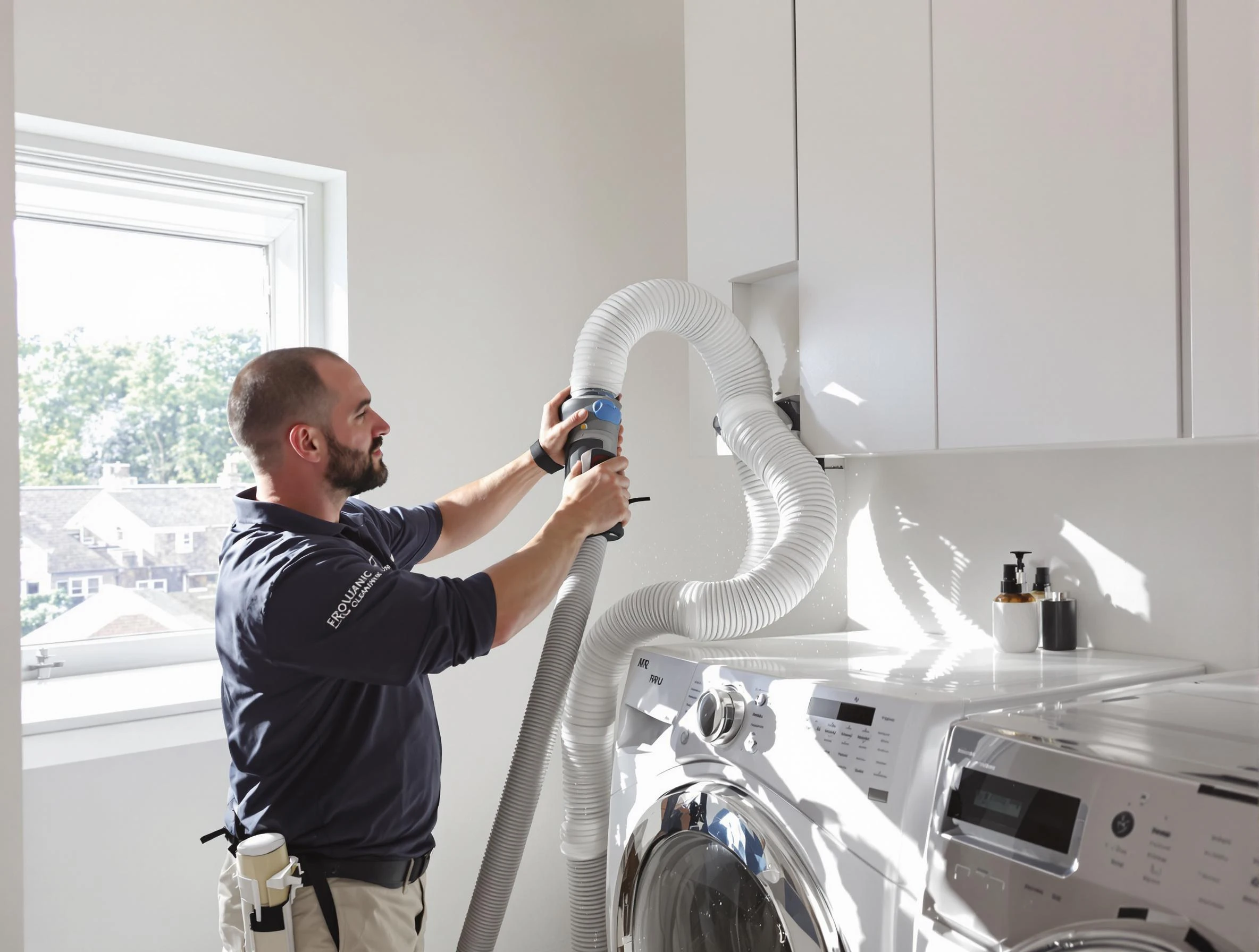 Certified Lilburn Dryer Vent Cleaning technician performing dryer vent cleaning in Lilburn