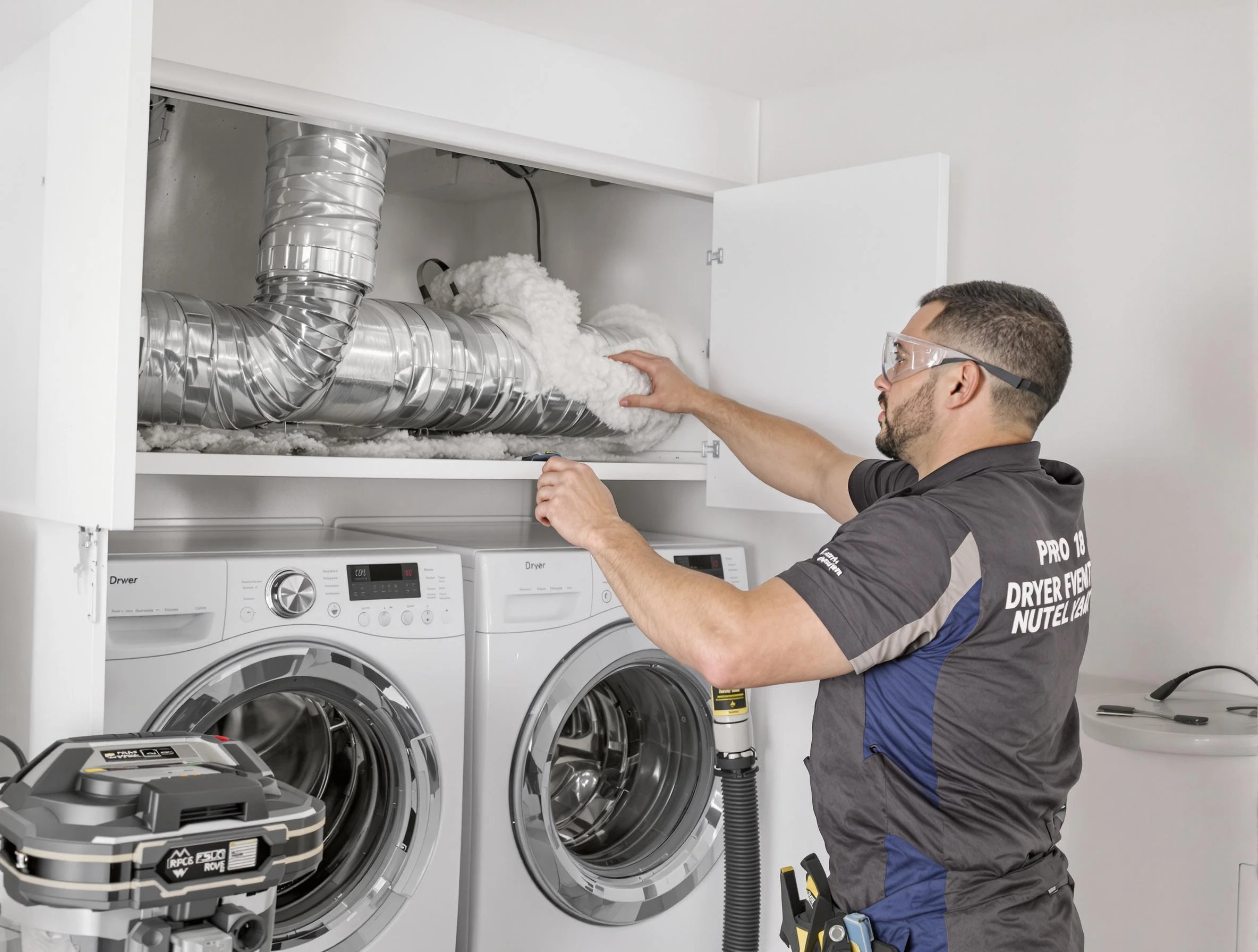 Lilburn Dryer Vent Cleaning certified technician performing specialized gas dryer vent cleaning in Lilburn